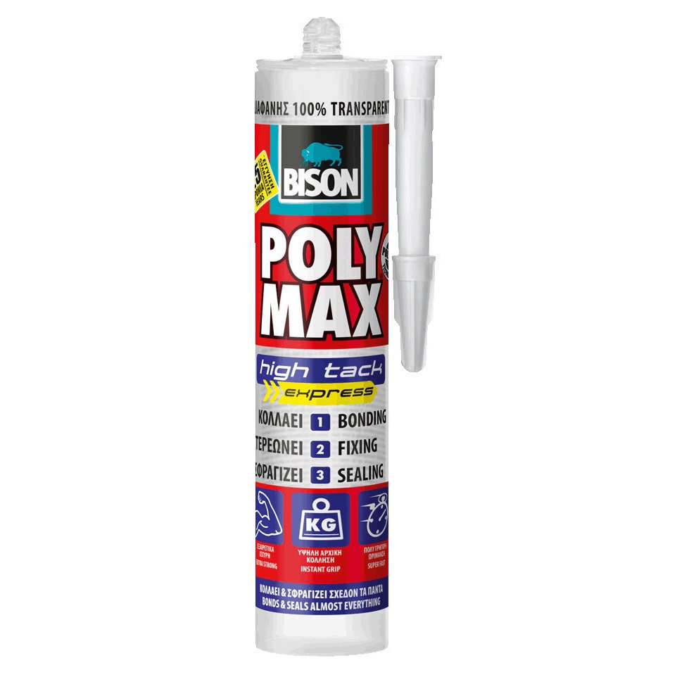Bison Poly Max Crystal High Tack Express Διάφανη 300gr Bison Poly Max Crystal High Tack Express Διάφανη 300gr