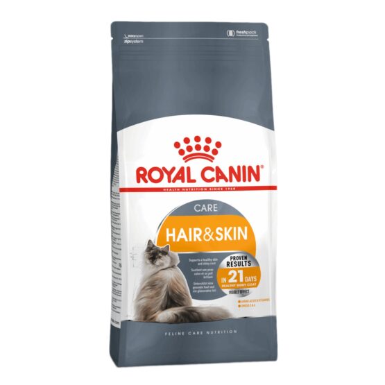 Πλήρης τροφή με πουλερικά και ρύζι, κατάλληλη για ενήλικες γάτες, ιδανική για την προστασία του δέρματος και του τριχώματος.