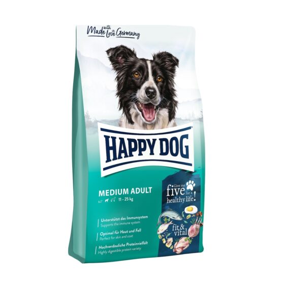 Happy Dog Adult Medium 12kg Ξηρά Τροφή για Ενήλικους Σκύλους Μεσαίων Φυλών με Καλαμπόκι και Πουλερικά