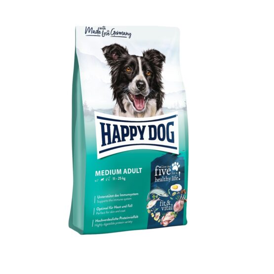 Happy Dog Adult Medium 4kg Ξηρά Τροφή για Ενήλικους Σκύλους Μεσαίων Φυλών με Καλαμπόκι και Πουλερικά